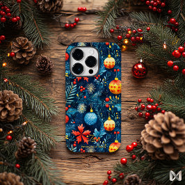 Artistic Holiday - Festival Blue and Gold Ornament Case-Mate iPhone 14 Pro Hülle
