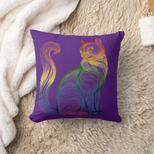 Artistic Home Decor Vibrant Swirl Cat  Kissen