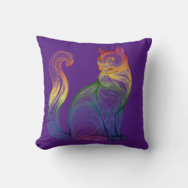 Artistic Home Decor Vibrant Swirl Cat  Kissen