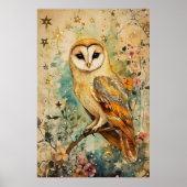 Artistic illustration of a barn owl, poster (Vorne)