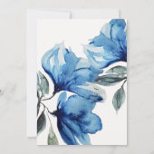 Artistic Indigo Blue Floral Water color Einladung (Rückseite)