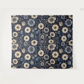 Artistic Indigo Florals | Design für Aquarellmuste Wandteppich (Vorderseite (Horizontal))