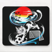 Artistic Japanese Soccer Cat for gaming, office Mousepad (Vorne)