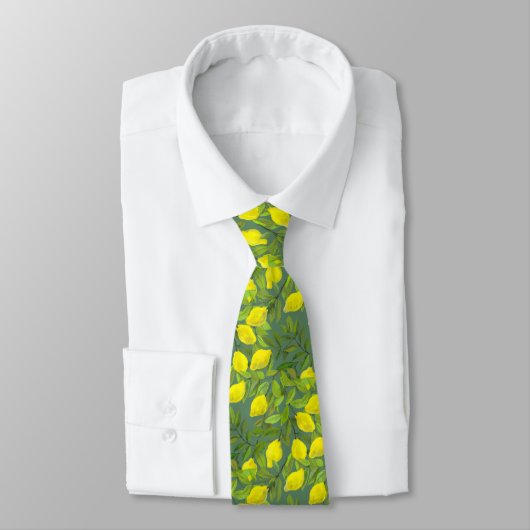 Artistic Lemon Tree Tie for Men Krawatte (Gebunden)