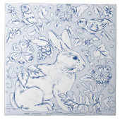 Artistic Light Bunny Bunny Bird Floral Delft Fliese (Vorderseite)