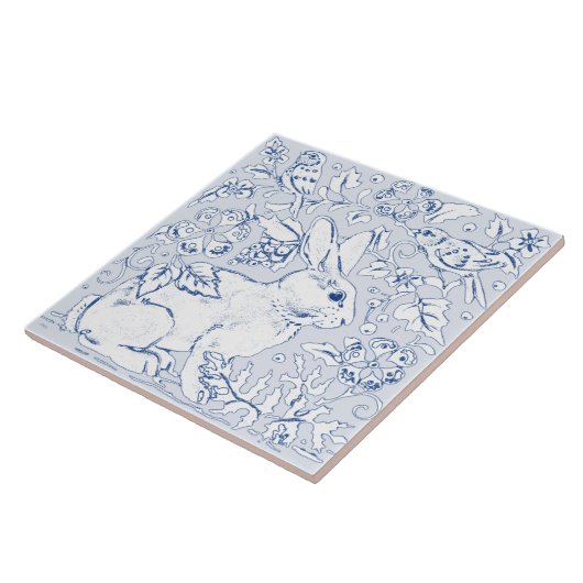 Artistic Light Bunny Bunny Bird Floral Delft Fliese (Seite)