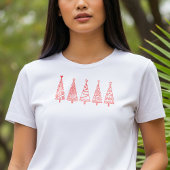 Artistic Line Art Christmas Trees Holiday Tee