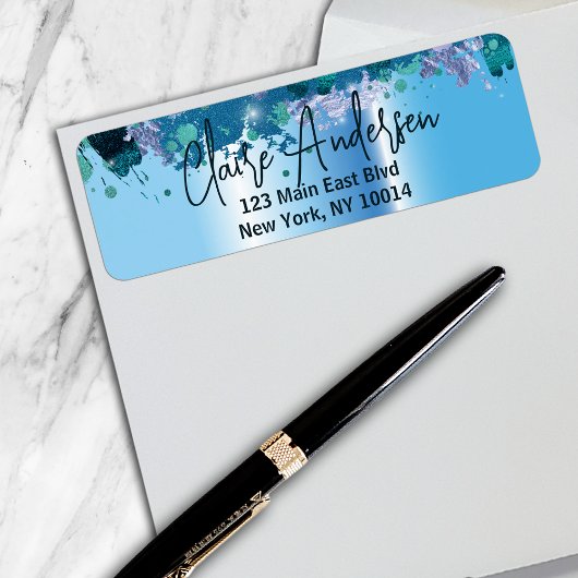 Artistic Luxury Chic Modern Glam Blue Metallic
