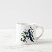 Artistic M – Fancy Blue & Gold Letter Espressotasse (Rechts)