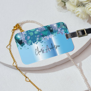 Artistic Modern Glam Green Purple Blue Metallic  Gepäckanhänger