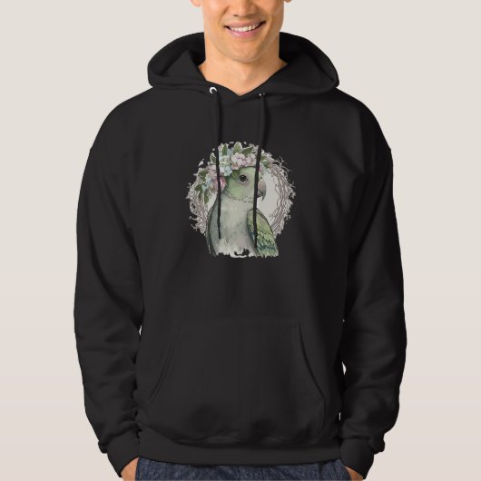 Artistic Monk Parakeet Quaker Parrot Bird Flower C Hoodie (Vorderseite)