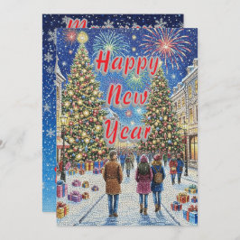 Artistic Mosaic New Year Celebration Holiday Card Feiertagskarte