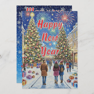 Artistic Mosaic New Year Celebration Holiday Card Feiertagskarte