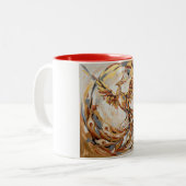 Artistic Mythical Bird Design Zweifarbige Tasse (Vorderseite Links)