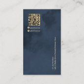 Artistic Navy Blue Gold Luxe Monogram Visitenkarte (Rückseite)