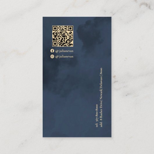 Artistic Navy Blue Gold Luxe Monogram Visitenkarte (Rückseite)