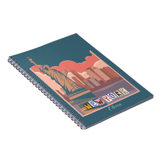 Artistic New York Skyline Notebook - Personalisier Notizblock (Rechte Seite)