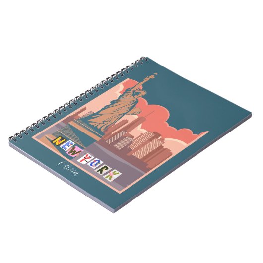 Artistic New York Skyline Notebook - Personalisier Notizblock (Linke Seite)