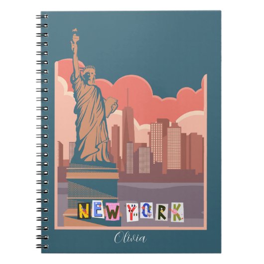 Artistic New York Skyline Notebook - Personalisier Notizblock (Vorderseite)