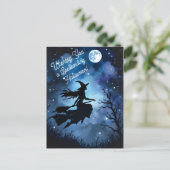 Artistic Night Silhouette Halloween Witch Postkarte (Stehend Vorderseite)