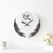 Artistic Om symbol, black color Große Wanduhr (Zuhause)