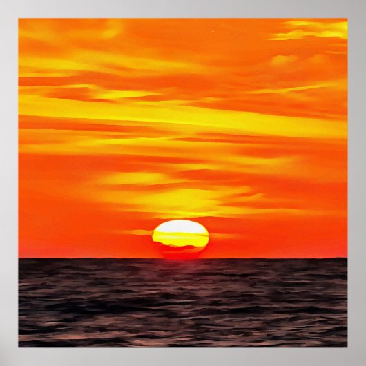 Artistic Orange Aegean Sunset Akyaka Poster (Vorne)