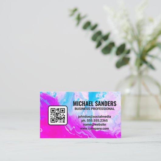 Artistic Paint Mix | QR-Code Visitenkarte (Stehend Vorderseite)