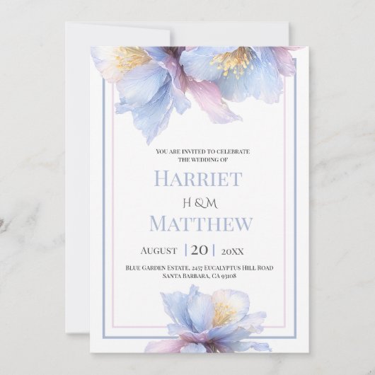 Artistic Pastel Botanical Florals Wedding Einladung (Vorderseite)
