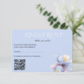 Artistic Pastel Botanical Florals Wedding QR Code RSVP Karte (Stehend Vorderseite)