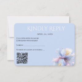 Artistic Pastel Botanical Florals Wedding QR Code RSVP Karte