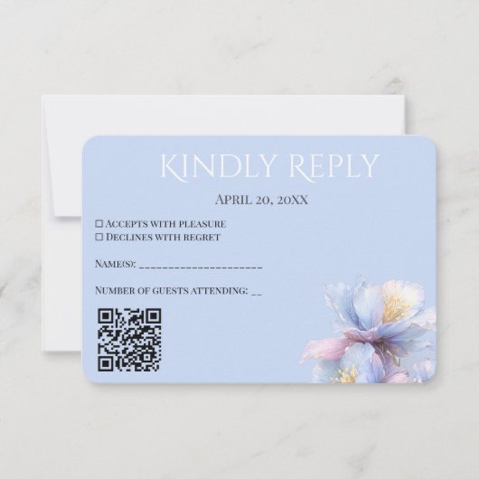 Artistic Pastel Botanical Florals Wedding QR Code RSVP Karte (Vorderseite)