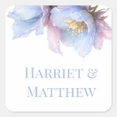 Artistic Pastel Botanical Florals Wedding Quadratischer Aufkleber (Vorderseite)