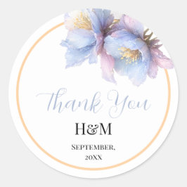 Artistic Pastel Botanical Florals Wedding Runder Aufkleber