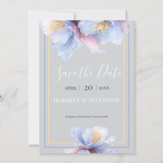 Artistic Pastel Botanical Florals Wedding Save The Date (Vorderseite)