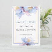 Artistic Pastel Botanical Florals Wedding Save The Date (Stehend Vorderseite)
