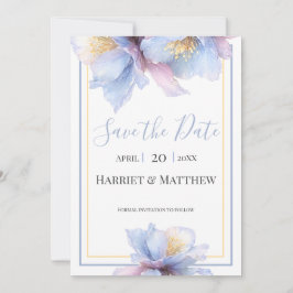 Artistic Pastel Botanical Florals Wedding Save The Date