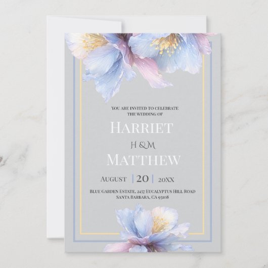 Artistic Pastel Botanical Sublime Florals Wedding Einladung (Vorderseite)