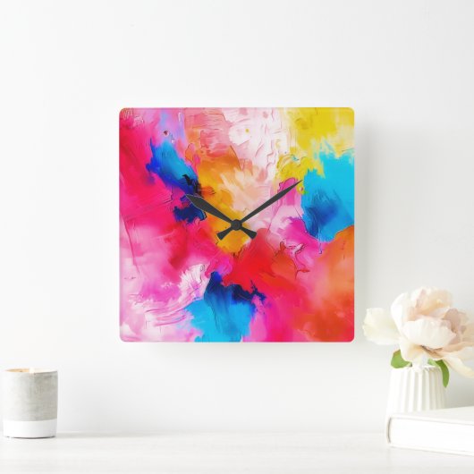 artistic patches - modern quadratische wanduhr (Zuhause)