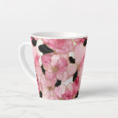 Artistic Pink Blooms Black Ink Abstract Milchtasse (Linke Ecke)