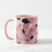 Artistic Pink Blooms Black Ink Abstract Tasse (Links)