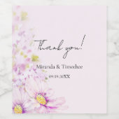 Artistic Pink Daisy Floral Boho Garden Weinetikett (Einzelnes Label)