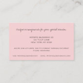 Artistic Pink Tulip Florist Visitenkarte (Rückseite)