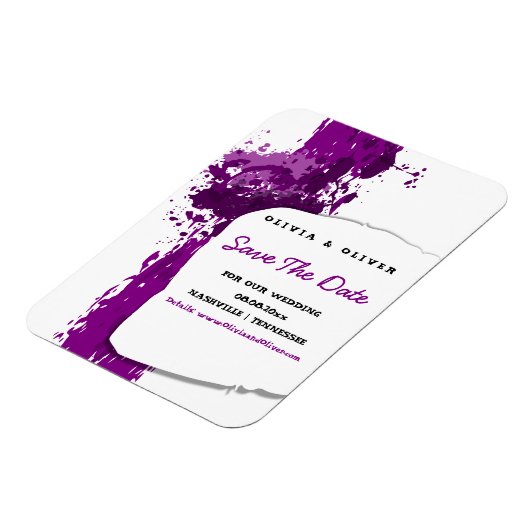 Artistic Purple Paint Splatter - Save the Date - Magnet (Linke Seite)