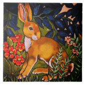 Artistic Rabbit Hare Forest William Morris Bright Fliese (Vorderseite)