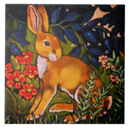 Artistic Rabbit Hare Forest William Morris Bright Fliese