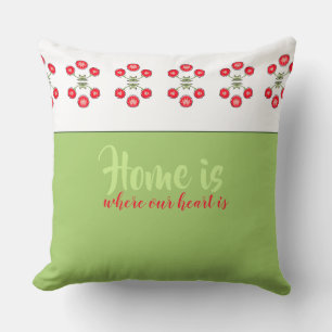 Artistic Red Floral Pattern Throw Pillow Kissen