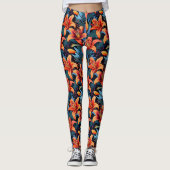 Artistic Red Tiger Lilly Blume Leggings (Vorderseite)