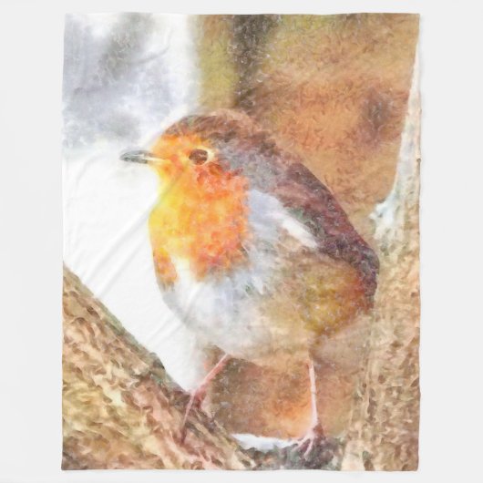 Artistic Robin Redust Perched Fleecedecke (Vorderseite)