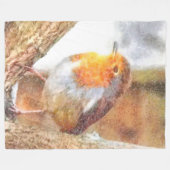 Artistic Robin Redust Perched Fleecedecke (Vorderseite (Horizontal))
