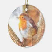 Artistic Robin Redust Perched Keramik Ornament (Links)